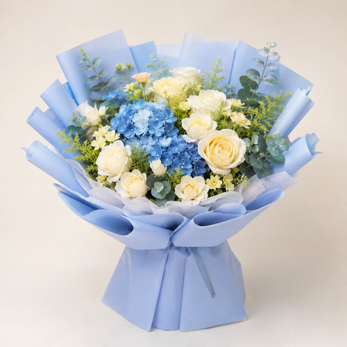 Blue Hydrangea Garden Preserved Bouquet