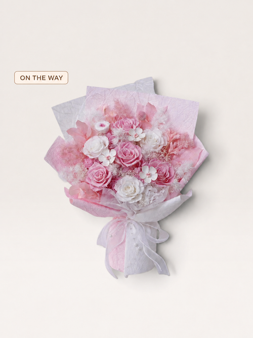 Blushing Cloud-Large Preserved Flower Bouquet — ON THE WAY