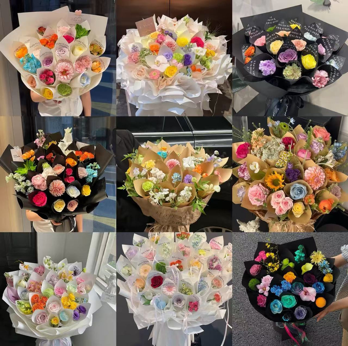 Colorful preserved bouquet selection