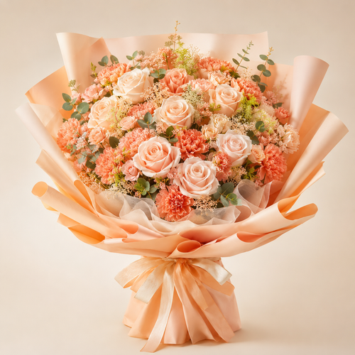 Coral Rose Abundance Preserved Bouquet