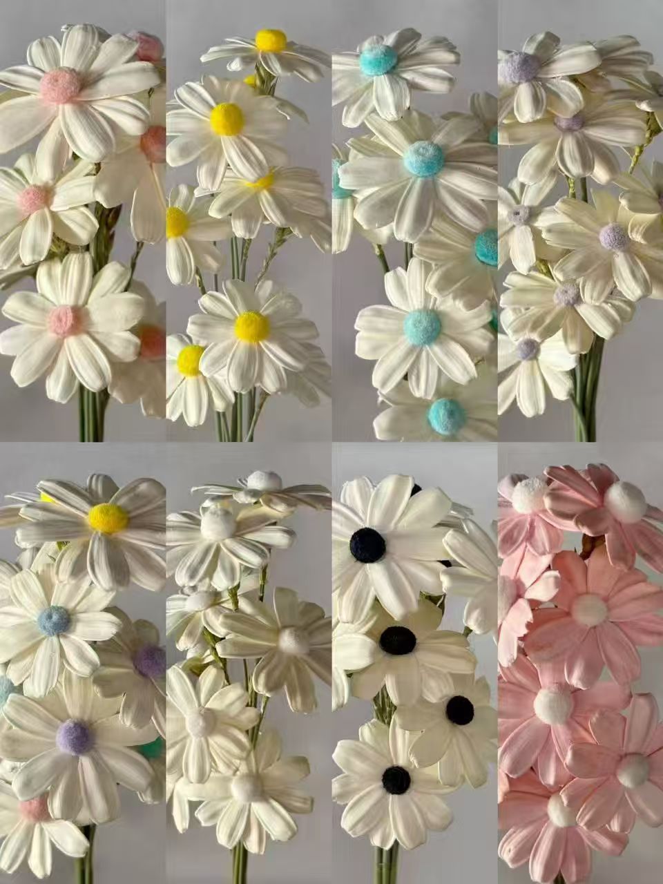 Handmade sola daisy stems with assorted flower and center colors