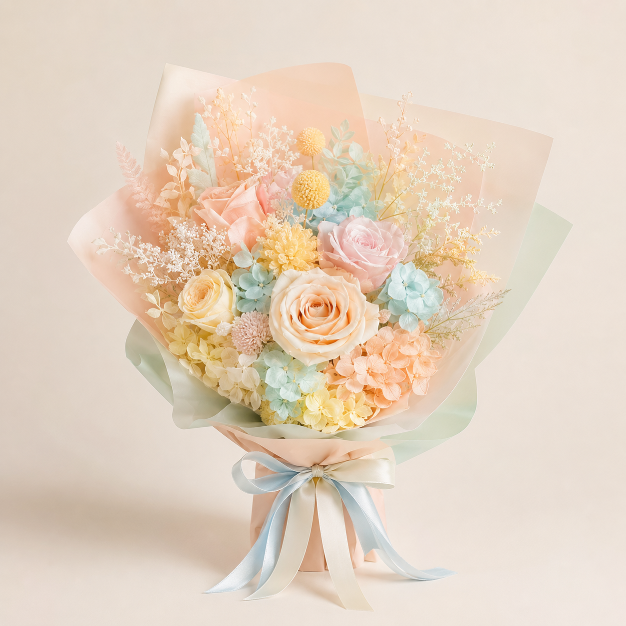 Pastel Sunrise preserved flower bouquet