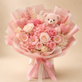 Pink Teddy Love preserved flower bouquet